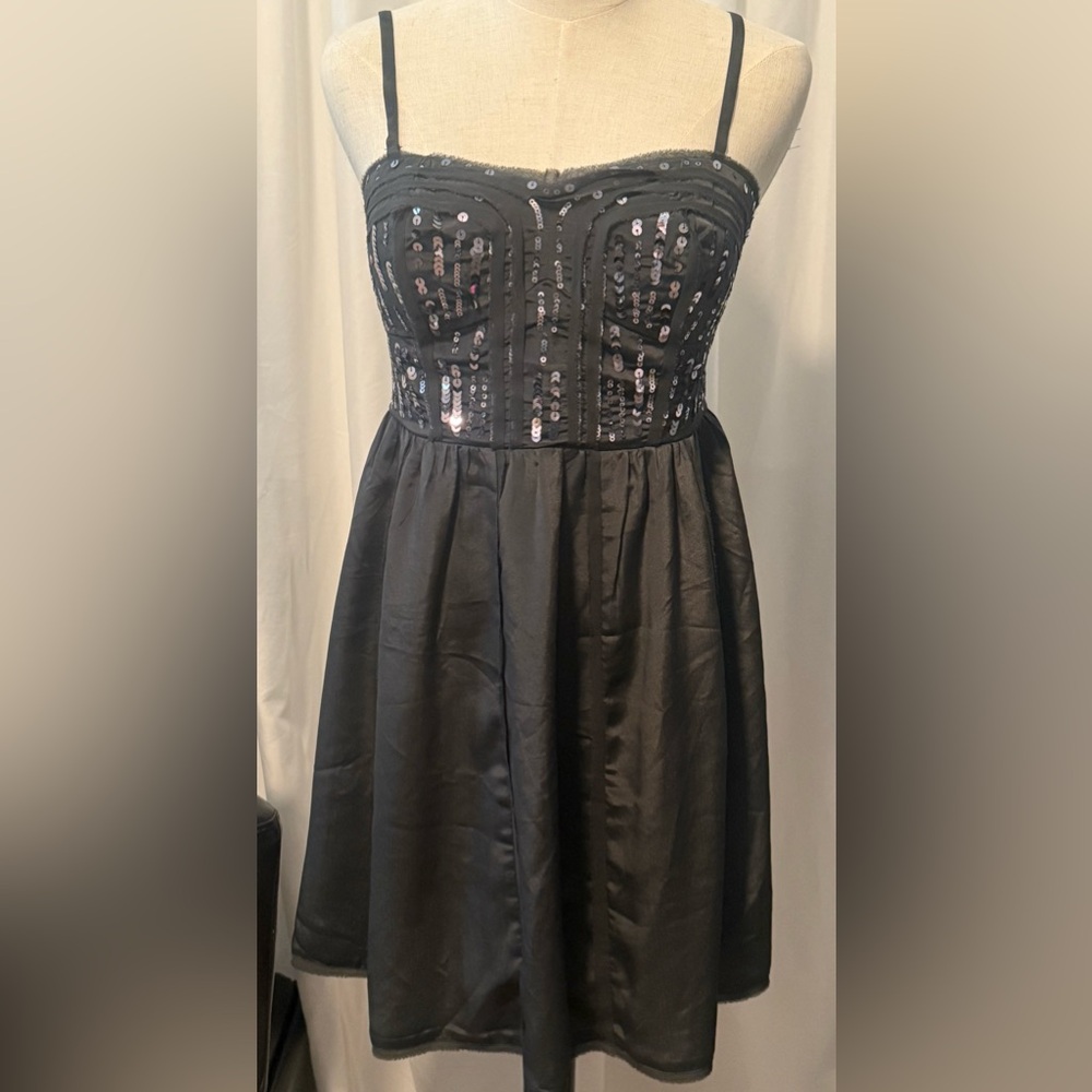 *Worn Once- American Eagle Outfitters Silver Sequin Strapless A-line Dress